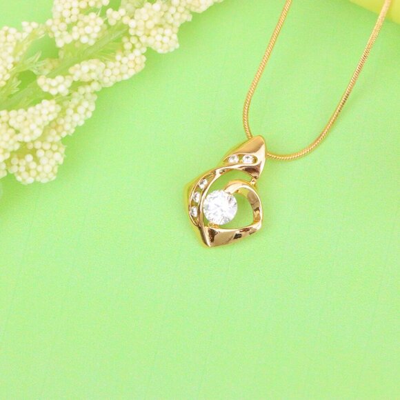 "Rose Gold Twist Pendant with Central Round Stone and Side Accents, XPPT1509 - Picture 12 of 13